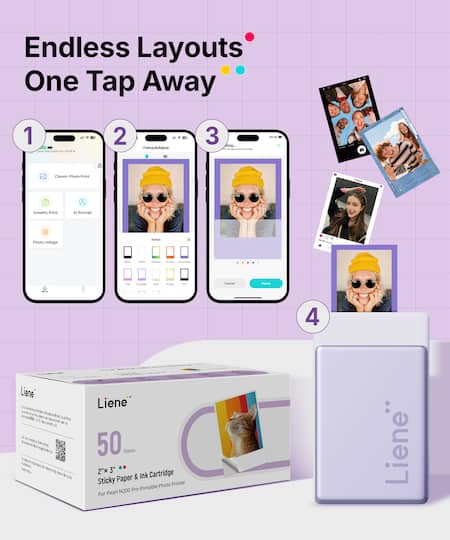 Liene® Pearl N200 Pro 2" x 3" Dye-Sublimation Photo Paper & Ink Cartridges